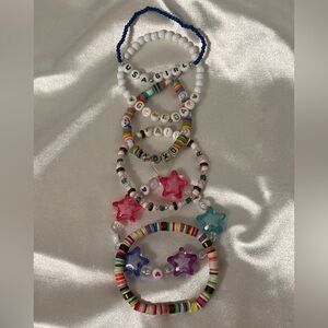 Handmade Multicolor Kids Friendship Star Bead Bracelet Set of 6